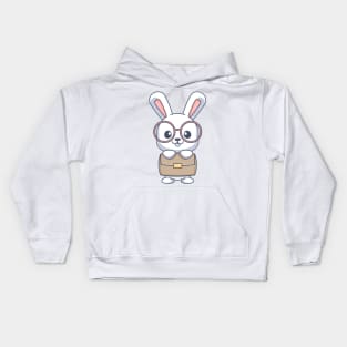Bunny with briefcase and glasses Kids Hoodie